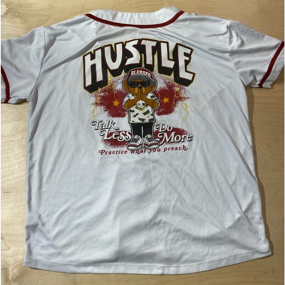 Hustle Bear Hip Hop Baseball Style Shirt Large (CT) - Picture 11 of 11